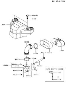 Fs541v-Ds37 Air Filter And Muffler Diagram and Parts List for FS541V-DS37  Cub Cadet Engine